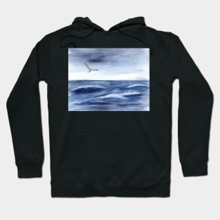 Indigo Ocean Watercolor Mixed Media Hoodie